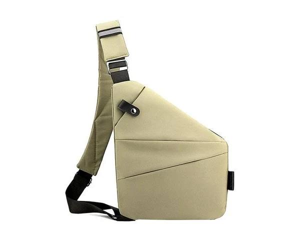 Men Anti-theft Chest Pack Left Shoulder Sling Bag Travel Crossbody Bag Khaki