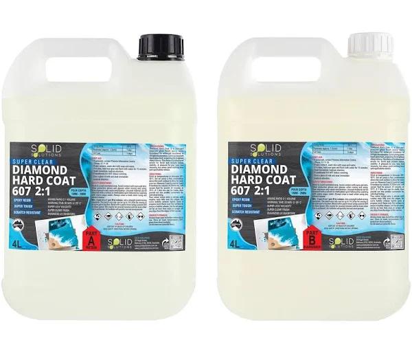 Solid Solutions Diamond Hard Coat 607 UV Resistant Premium Epoxy Resin 2:1 12Litre Kit