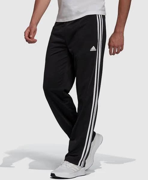 adidas-Primegreen Essentials Warm-Up Open Hem 3-Stripes Track Pants-Men-Black / White-L