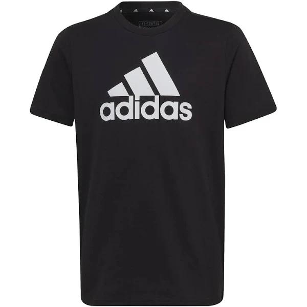 adidas-Essentials Big Logo Cotton Tee-Kids-Black / White-15-16