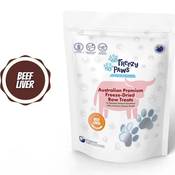 Freezy Paws Pets Cat Dog Freeze Dried Beef Liver Raw Treats - 100g