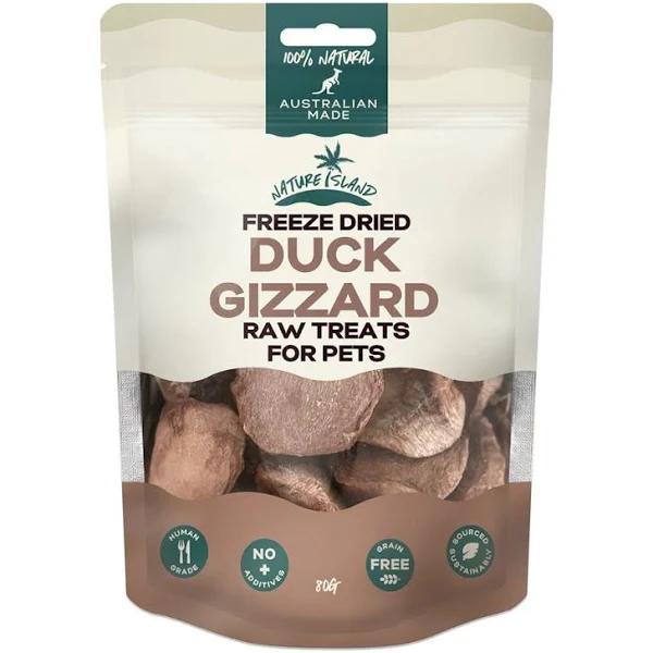 Nature Island Freeze Dried Duck Gizzard Raw Treats 80g For Pets