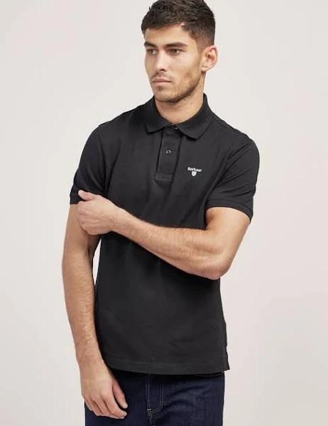 Barbour Pique Polo T Shirt Black