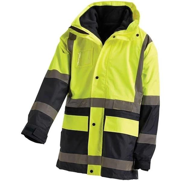 WORKIT Hi-Vis 2 Tone 5 in 1 Waterproof Biomotion Taped Jacket Orange/Navy S