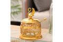 European-style Glass Storage Jar Lid Tea Table Candy Home Kitchen Salt Seasoning Sealed Gold Coffee Jars Lids