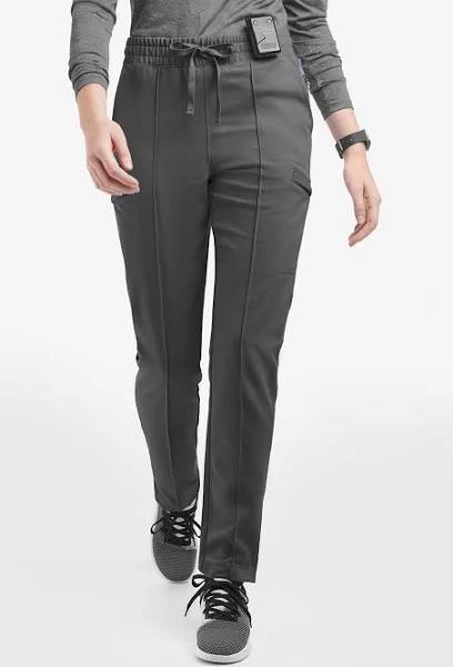 Movement by Butter-Soft Capricorn Women’s 7-Pocket Skinny Pintuck Scrub Pants - Petite in Pewter | Size XXS Polyester/rayon/spandex