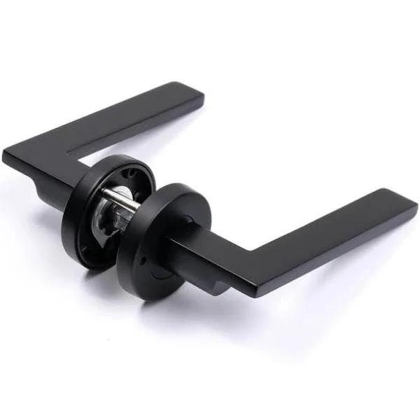 Manovella Hamilton Privacy Door Lever Handle - Round Rose - Matte Black