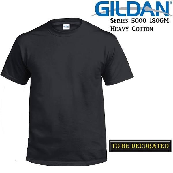 Gildan T-Shirt Black Basic Tee S M L XL XXL 3XL 4XL 5XL Men's Heavy Cotton XL