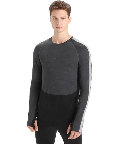 Icebreaker 125 ZoneKnit LS Crewe Mens Thermal Top - Jet Heather/Black - XL