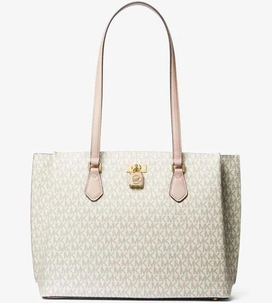 MK Ruby Large Logo Tote Bag - Vanilla/soft Pink - Michael Kors