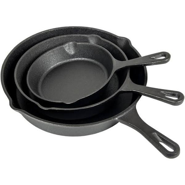 Pre Seasoned Cast Iron Skillet Fry Pan Set 3 Pcs Frying Pan Set