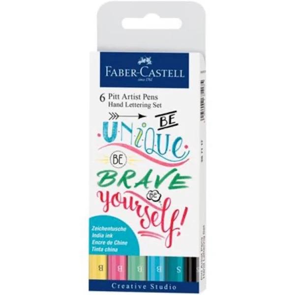 Faber-Castell Pitt Artist Pens Hand Lettering Set 6 Pack - Blue