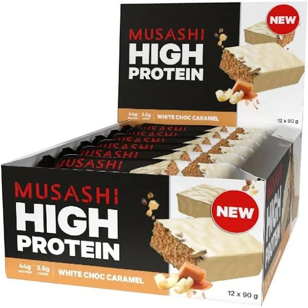 Musashi High Protein Bar - White Choc Caramel / Box of 12 - Protein Bars - Sportsfuel.co.nz