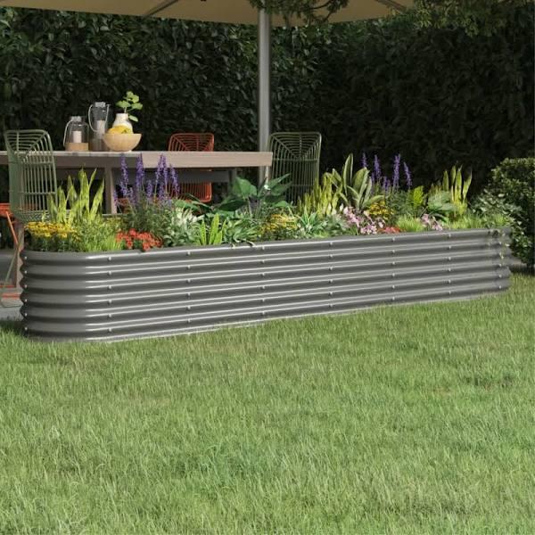 NNEVL Garden Planter Powder-coated Steel 260x40x36 cm Grey