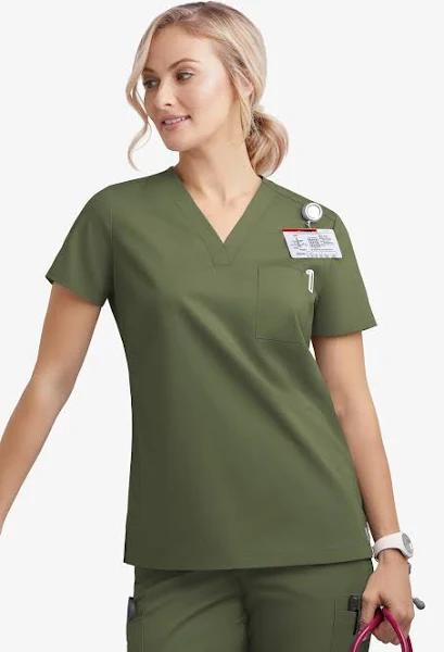 UA Butter-Soft Stretch One Pocket Scrub Top - XS - Light Olive