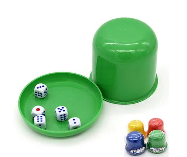 Plastic Dice Cup with Lid and 5 Dice For Ktv Party Bar