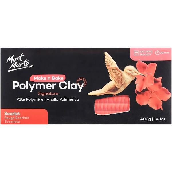 Mont Marte Make N Bake Polymer Clay 400g Block - Scarlet