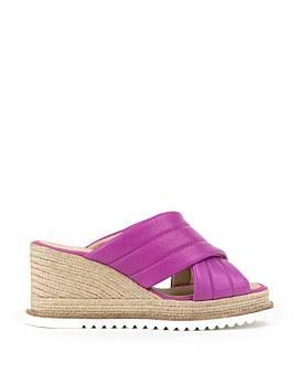 David Jones Edward Meller Morgan Quilted Crossover Espadrille in Magenta, Size 38 EU