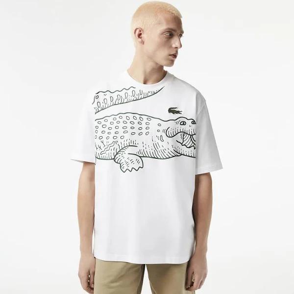 Men's Round Neck Loose Fit Crocodile Print T-Shirt