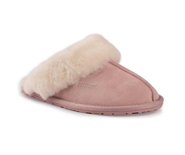 AUS Wooli UGG Sheepskin Wool Shelley Slippers in Pale Pink AU 8