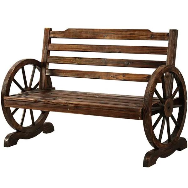 Outdoor Garden Bench Wooden 2 Seat Wagon Chair Patio Furniture Brown