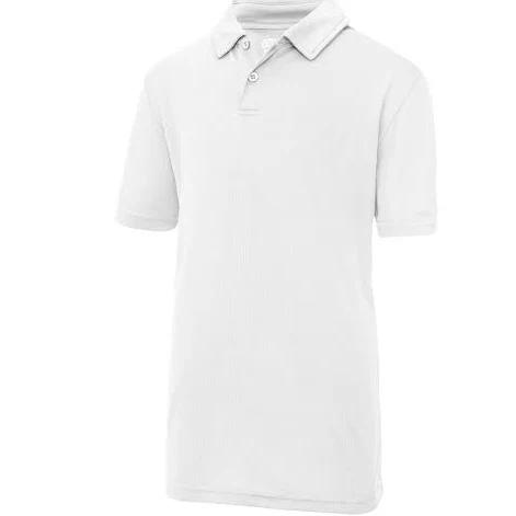 Just Cool Kids Unisex Sports Polo Plain Shirt Arctic White 12-13 Years