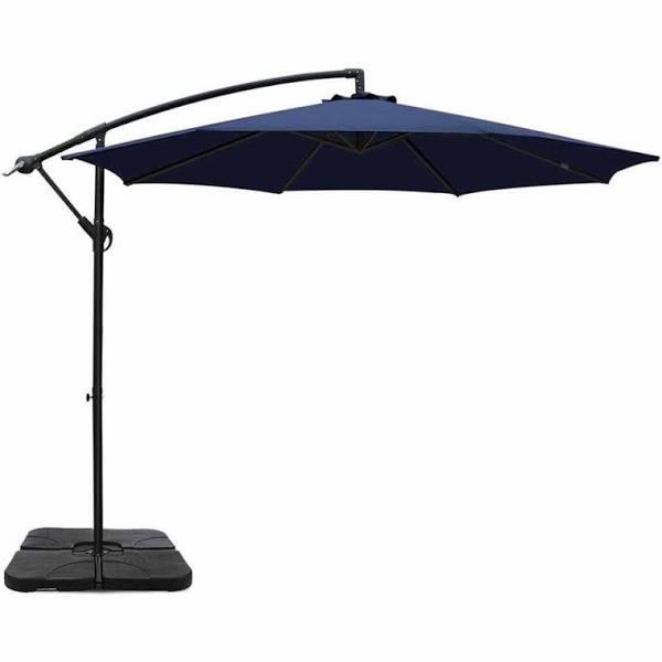 3M Umbrella With 50x50cm Base Outdoor Umbrellas Cantilever Sun Stand UV Garden Navy