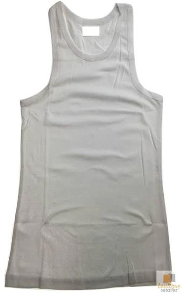 Men's Plain Singlet 100% Cotton Blank Slim Tank Top Gym Basic Casual S-3xl - 3XL White