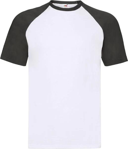 Fruit of The Loom Unisex Adult Contrast Baseball T-Shirt White/Black S Cotton Unisex T-Shirt