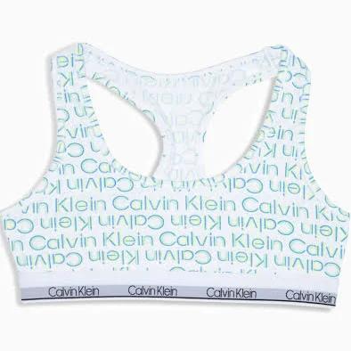 Calvin Klein Modern Cotton Racerback Bralette Logo in Blue S