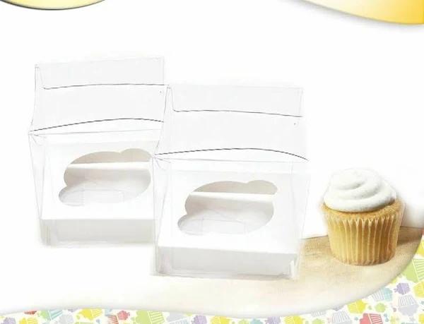 Clear Bomboniere Cupcake Boxes 9x9x9cm 100/pk Patty Pans Muffin Cups