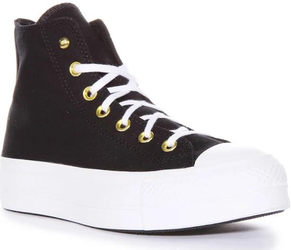 Converse A05453C Studded in Black Gold for Women | Platform | 4 UK - 36.5 EU - 6 US