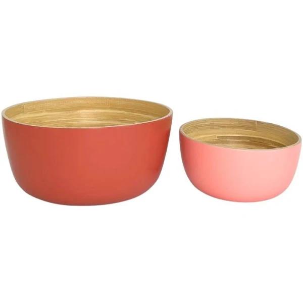 Porter Green Set of 2 Bebb Bamboo Bowls in Peach