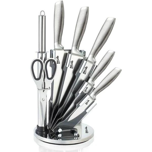 Stainless Steel 8pc Kitchen Chef Knife Block Set Knives Scissor Sharpener AU