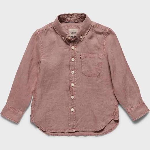 The Academy Brand Boy's Hampton Linen Shirt - Kids in Pink, Size - 10 | AfterPay Available