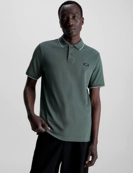 Calvin Klein Stretch Pique Tippin Polo Shirt Thyme Size: Size 2XL