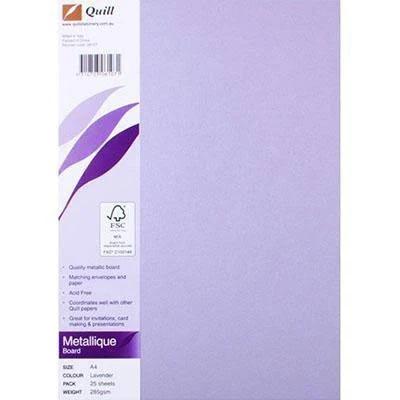 Quill 100850021 Metallique Board 285gsm A4 Pack 25 Lavender