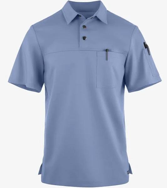 UA Advantage Stretch Men's 3-Pocket Short Sleeve Polo with Back Air-Mesh Panels in Ceil Blue | Size L Polyester/rayon/spandex