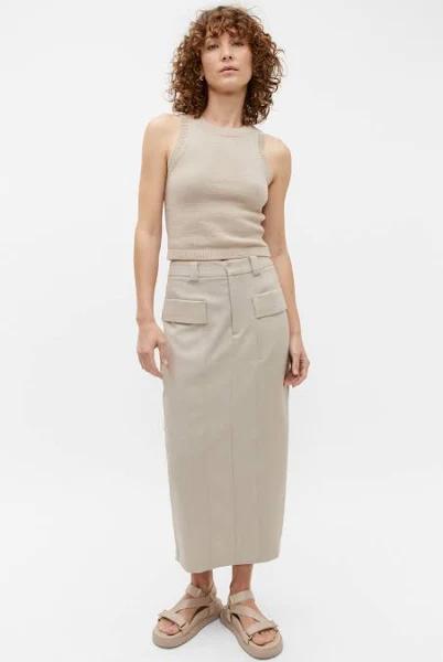 Seed Heritage Tailored Utility Suit Skirt in Cool Sand, Size 4 AU