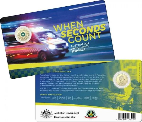 2021 'C' Mintmark Coloured Uncirculated Coin - Australian Ambulance Services