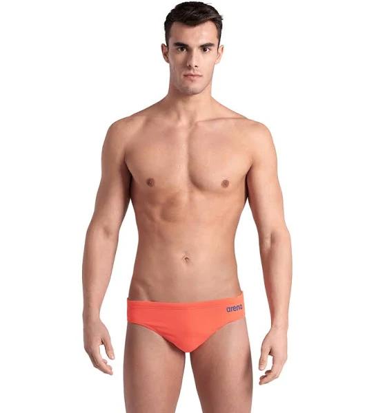 Arena Men's Solid Brief Swimsuit - Bright Coral | Polyester - Swimoutlet.com