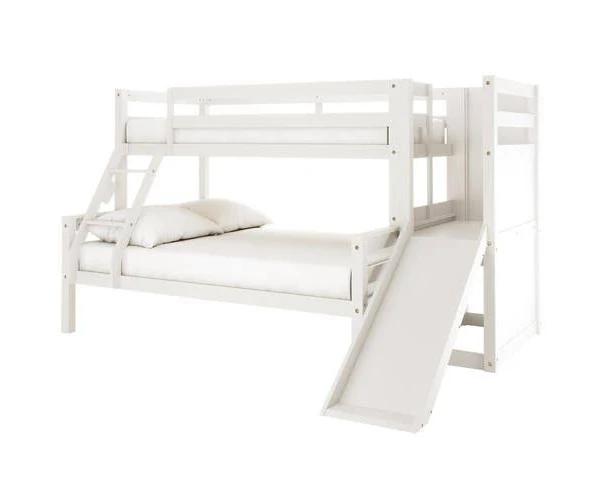 Harel Natural Timber Triple Bunk Bed With Slide - White