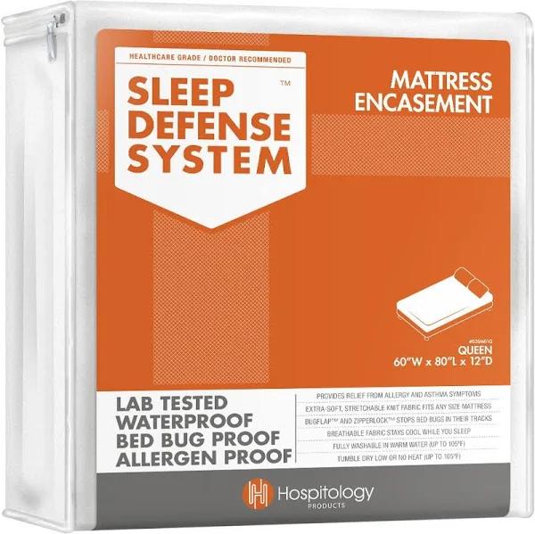 HOSPITOLOGY Products Mattress Encasement - Zippered Bed Bug Dust Mite Proof Hypoallergenic - Sleep Defense System - Queen - Waterproof - Stretchable -