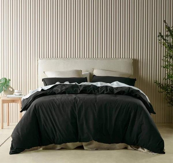 Bianca Acacia Quilt Cover Set (Charcoal) - Double