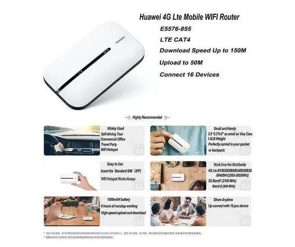 Huawei 4G Router Mobile Wifi 3 E5576 855 Unlock Huawei 4G LTE Mobile Hotspot