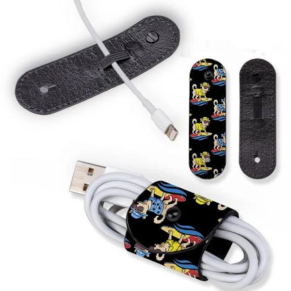 Universal Cable Cord Wrap (100mm x 30mm), Paper Leather, Cool Dogs Surfing