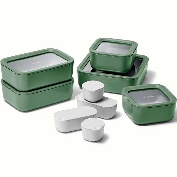 Caraway 14-piece Food Storage Glass Container Set Sage