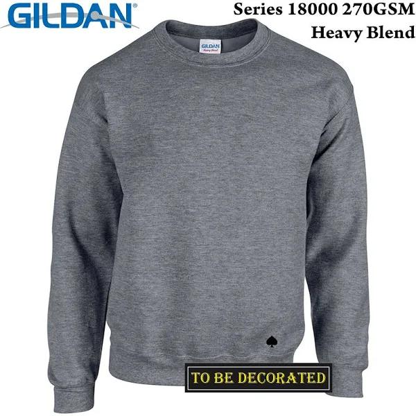 Gildan Dark Heather Heavy Blend Sweater Jumper Sweatshirt Mens S-XXL