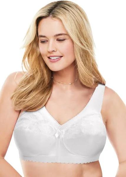 Plus Size Women's Magic Lift Support Wireless Bra 1000 by Glamorise in White (Size 50 C)