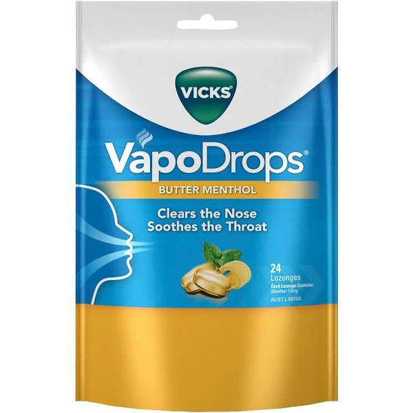 Vicks VapoDrops Butter Menthol Lozenges 24 Pack